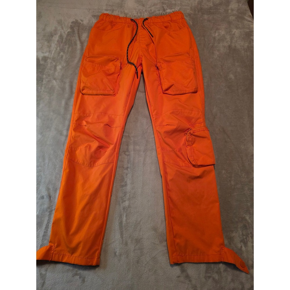 Grindhouse Denim Cargo Pants Mens Large Orange Jogger Tactical Streetwear